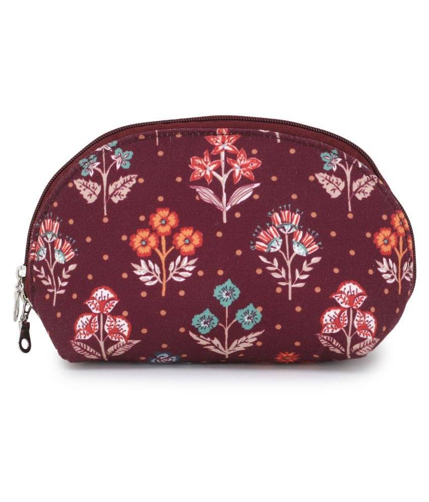     			Anekaant Floral Polyester Red Pouch