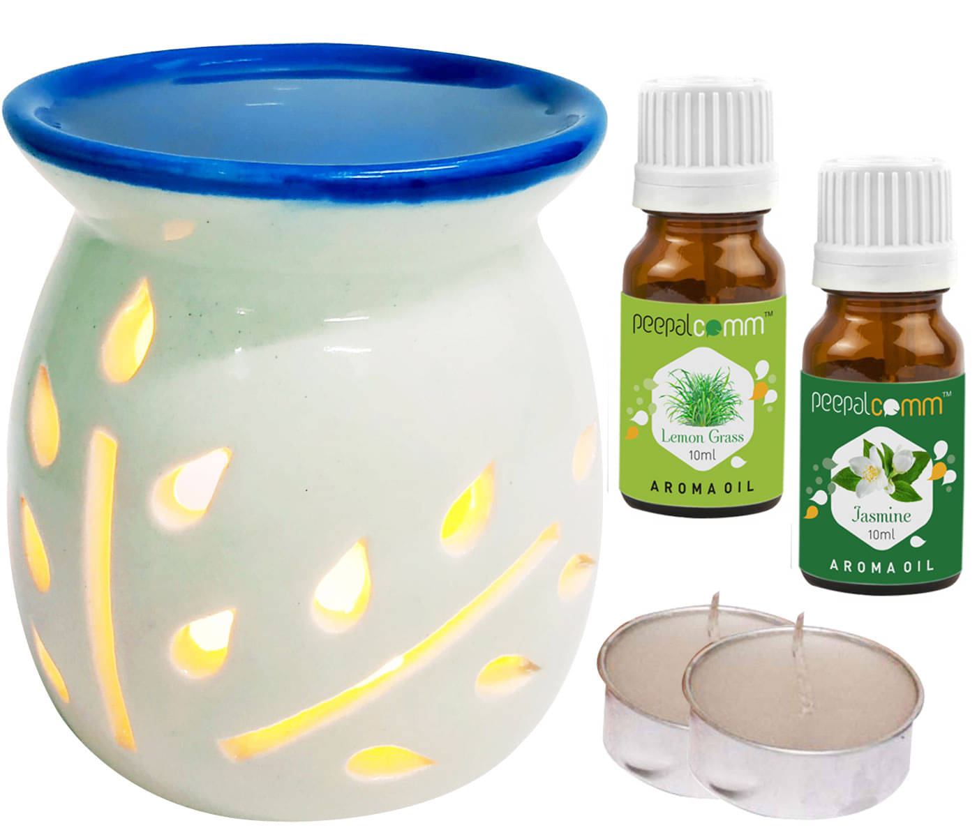    			Peepalcomm Ceramic Aroma Oils & Diffusers Set - Pack of 5