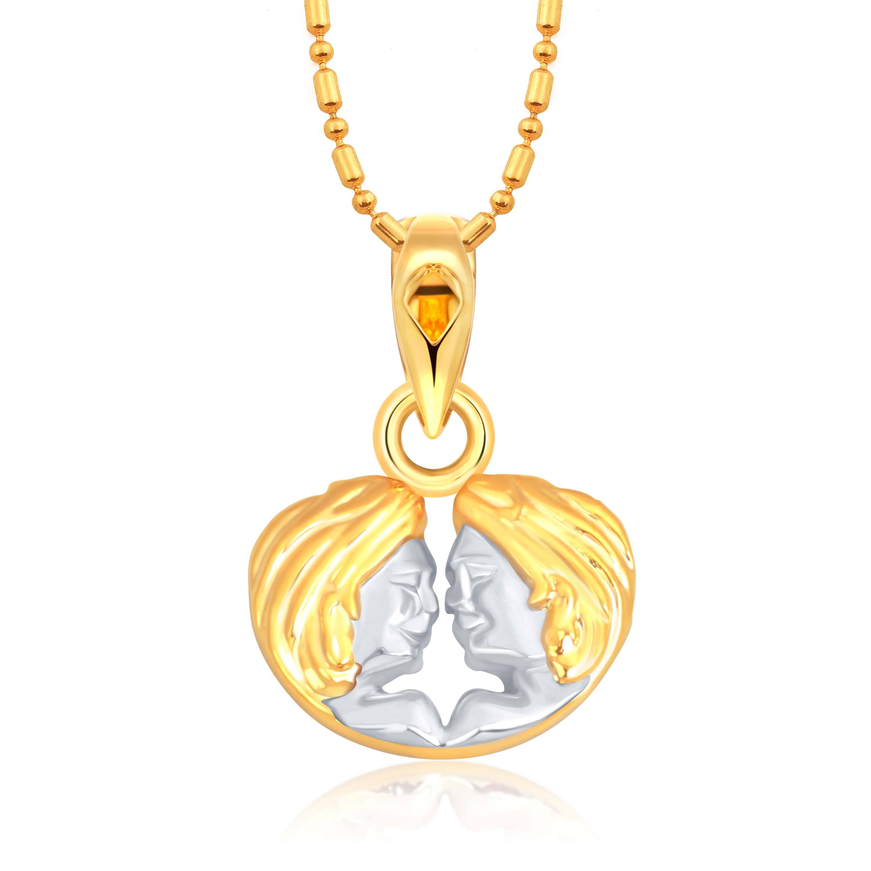     			Vighnaharta Zodiac sign GEMINI (Mithun Rashi) Gold and Rhodium Plated Alloy Pendant for Men and Women -[VFJ1264PG]