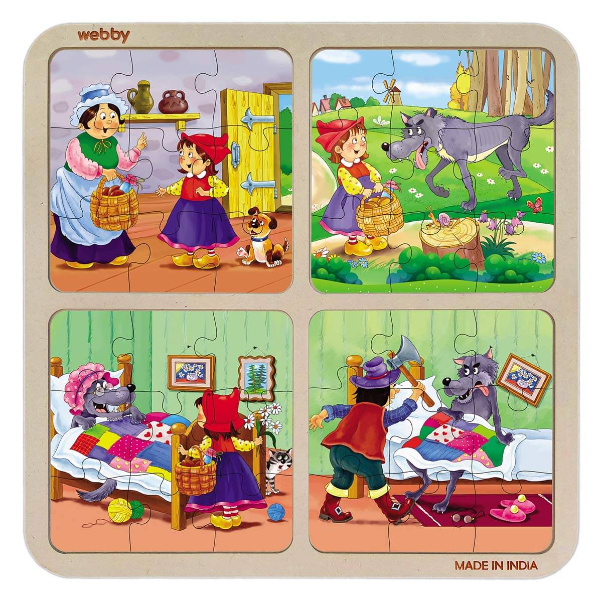 Webby 4 in 1 Little Red Riding Hood Story Wooden Puzzle Toy, 36 Pcs Webby 4 in 1 Little Red Riding Hood Story Wooden Puzzle Toy, 36 Pcs