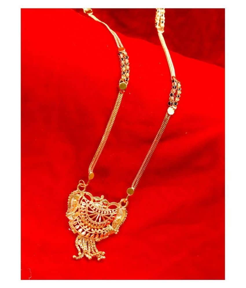 shankhraj mall gold plated black bead long mangalsutra for women-10042