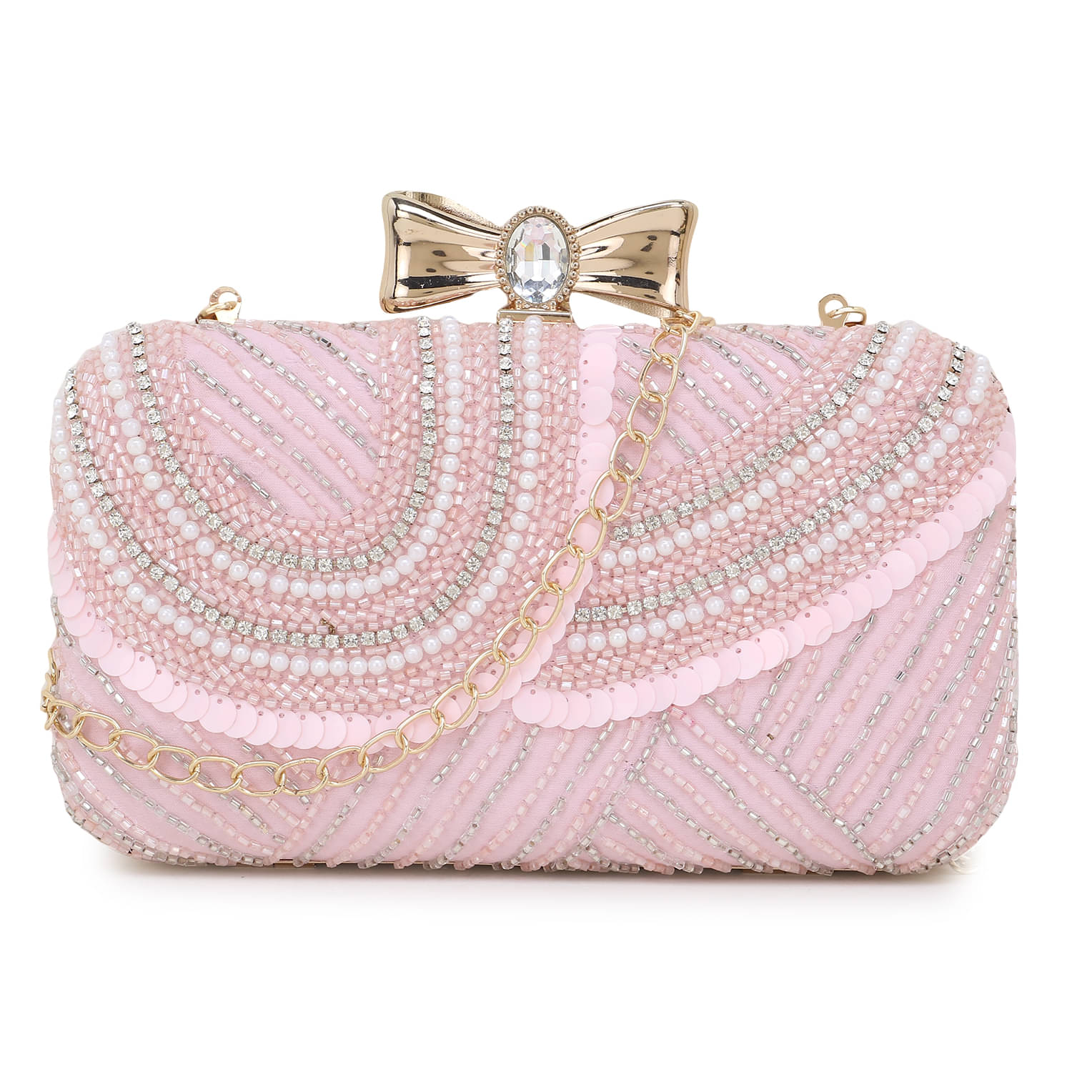     			Anekaant Pink Fabric Box Clutch