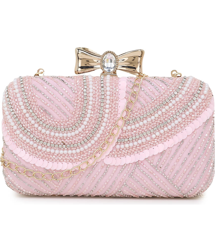Anekaant Pink Fabric Box Clutch - Handbags | Buy online on ZillyBuy