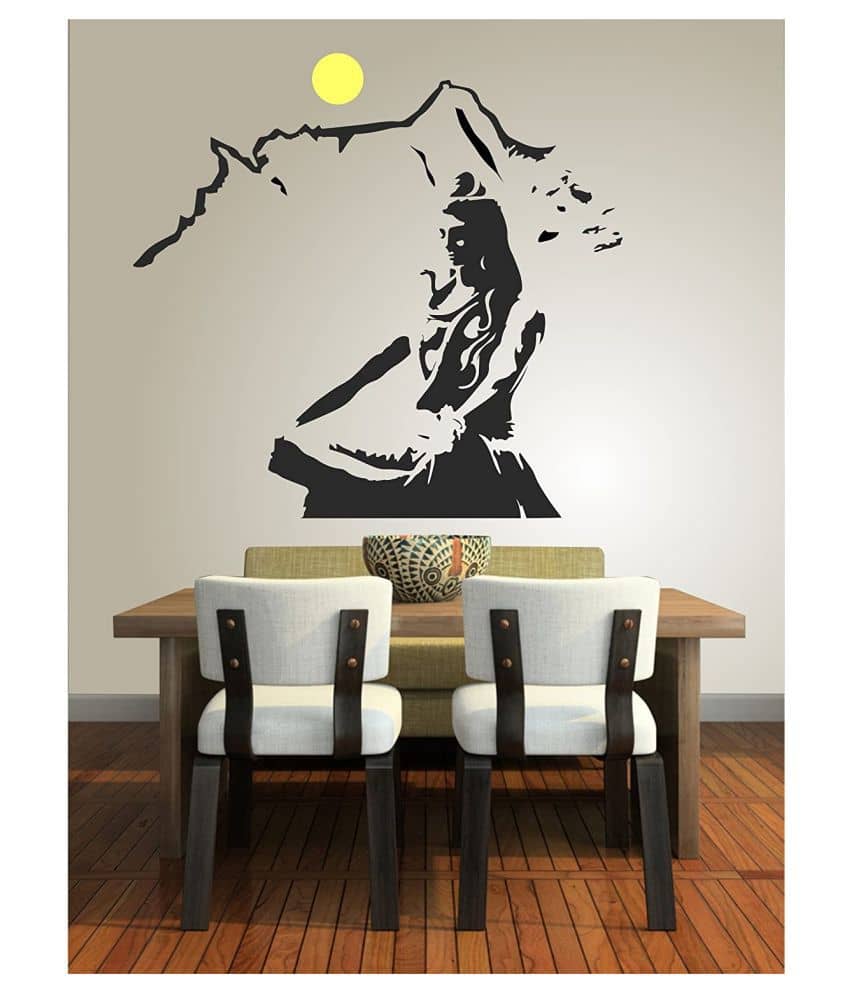 Asmi Collection Beautiful God Shiva on Kailash Religious & Inspirational Sticker ( 100 x 100 cms )