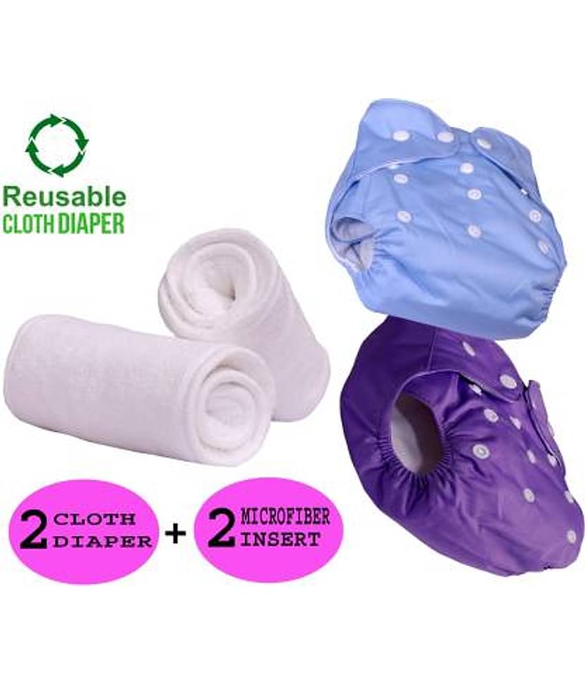 CHILD CHIC Reusable Baby Infant Cotton Cloth Washable Diaper Nappies(2 DIAPERS WITH 2 FIVE LAYER MICROFIBER INSERTS)