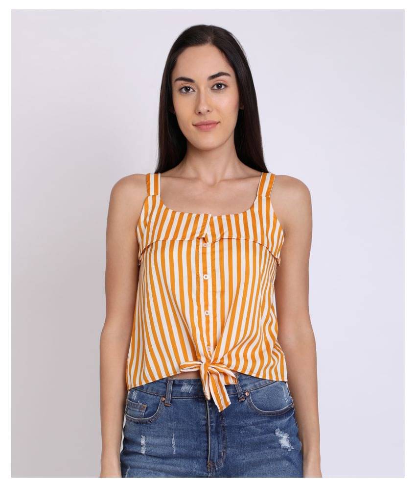 Chimpaaanzee Women's Crepe Knot Front Top ( Yellow ) Chimpaaanzee Women's Crepe Knot Front Top ( Yellow )