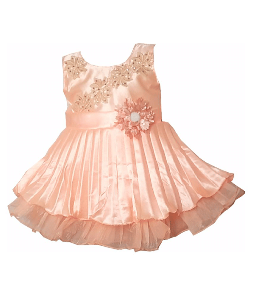 harshvardhanmart.com Baby Girls Satin Frocks ( PeachPuff )