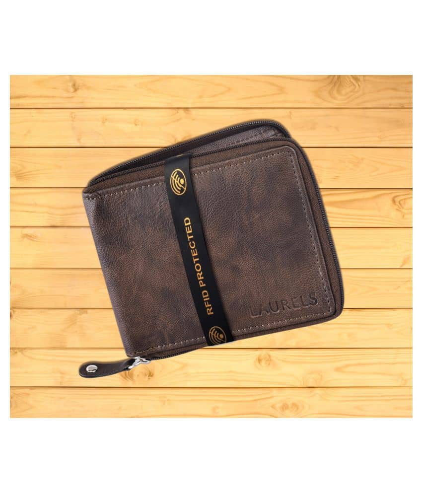 Laurels Faux Leather Gray Fashion Regular Wallet - Handbags | Buy online on ZillyBuy