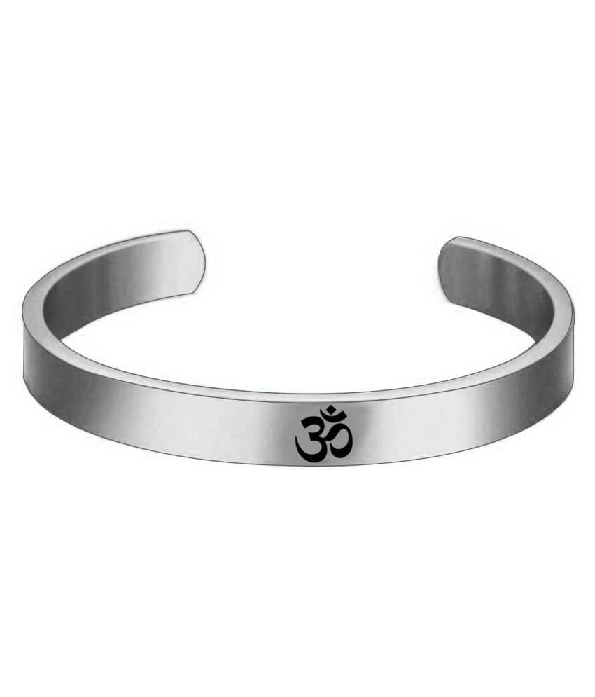     			N M CREATION Silver Plated Stylish Bracelet Adjustable OM Design Kada for Men