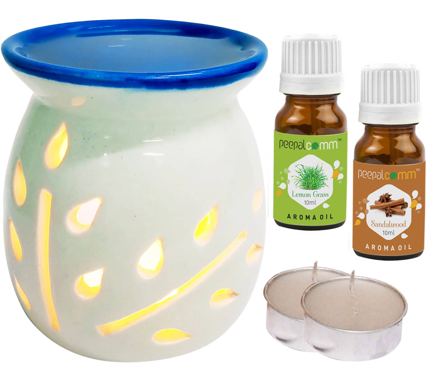     			Peepalcomm Ceramic Aroma Oils & Diffusers Set - Pack of 5