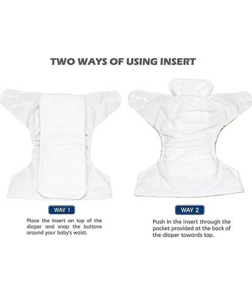 CHILD CHIC Reusable Baby Infant Cotton Cloth Washable Diaper Nappies(3 DIAPERS WITH 3 FIVE LAYER MICROFIBER INSERTS)