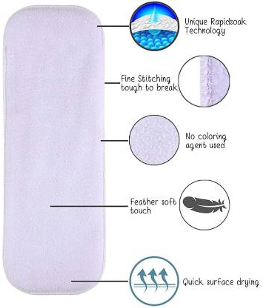 CHILD CHIC Reusable Baby Infant Cotton Cloth Washable Diaper Nappies(3 DIAPERS WITH 3 FIVE LAYER MICROFIBER INSERTS)