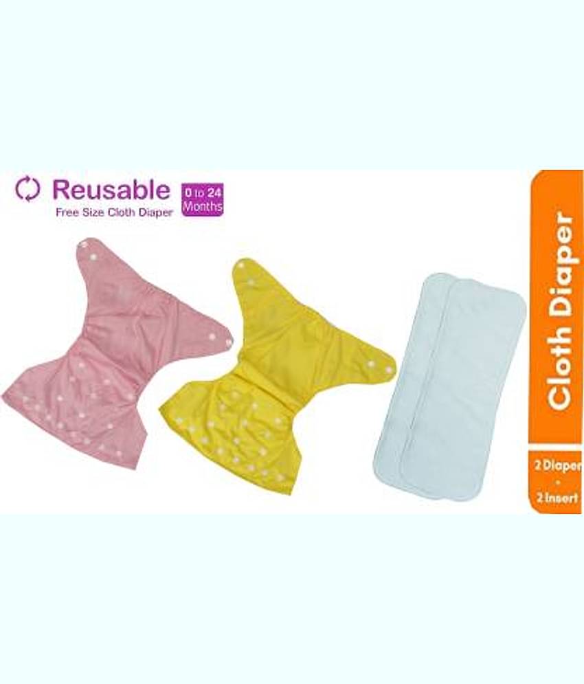 CHILD CHIC Reusable Baby Infant Cotton Cloth Washable Diaper Nappies(2 DIAPERS WITH 2 FIVE LAYER MICROFIBER INSERTS)