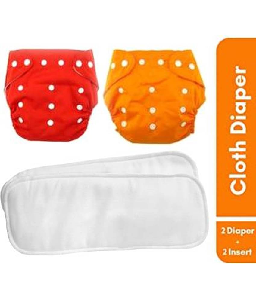 CHILD CHIC Reusable Baby Infant Cotton Cloth Washable Diaper Nappies(2 DIAPERS WITH 2 FIVE LAYER MICROFIBER INSERTS)