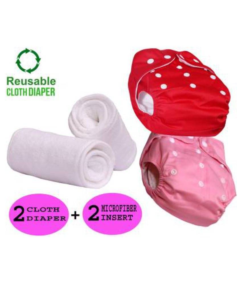     			CHILD CHIC Reusable Baby Infant Cotton Cloth Washable Diaper Nappies(2 DIAPERS WITH 2 FIVE LAYER MICROFIBER INSERTS)