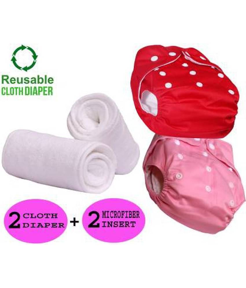 CHILD CHIC Reusable Baby Infant Cotton Cloth Washable Diaper Nappies(2 DIAPERS WITH 2 FIVE LAYER MICROFIBER INSERTS)