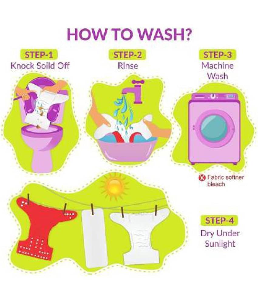 CHILD CHIC Reusable Baby Infant Cotton Cloth Washable Diaper Nappies(2 DIAPERS WITH 2 FIVE LAYER MICROFIBER INSERTS)