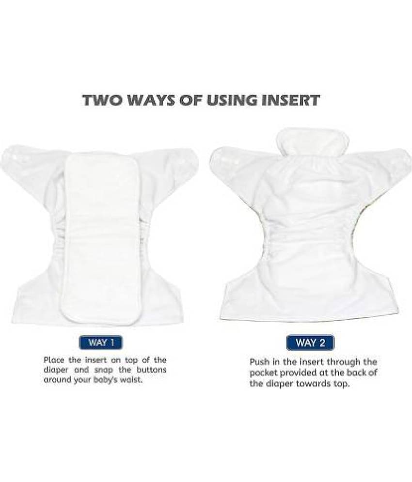 CHILD CHIC Reusable Baby Infant Cotton Cloth Washable Diaper Nappies(2 DIAPERS WITH 2 FIVE LAYER MICROFIBER INSERTS)