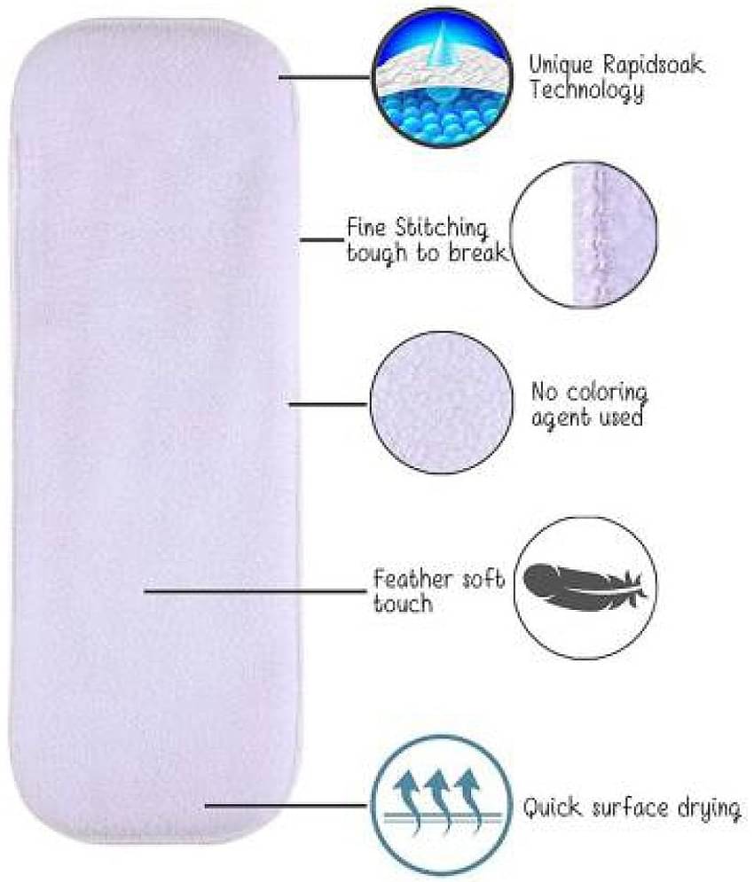 CHILD CHIC Reusable Baby Infant Cotton Cloth Washable Diaper Nappies(2 DIAPERS WITH 2 FIVE LAYER MICROFIBER INSERTS)