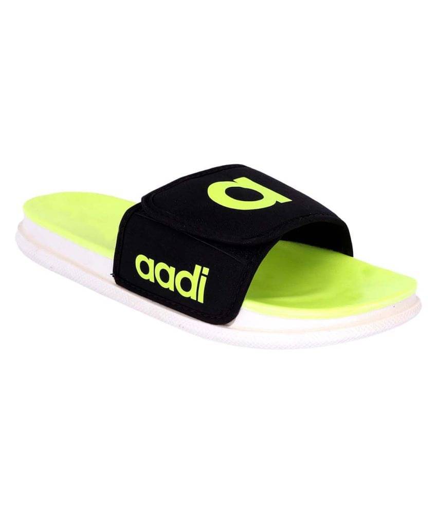     			Aadi Green Leather Slippers
