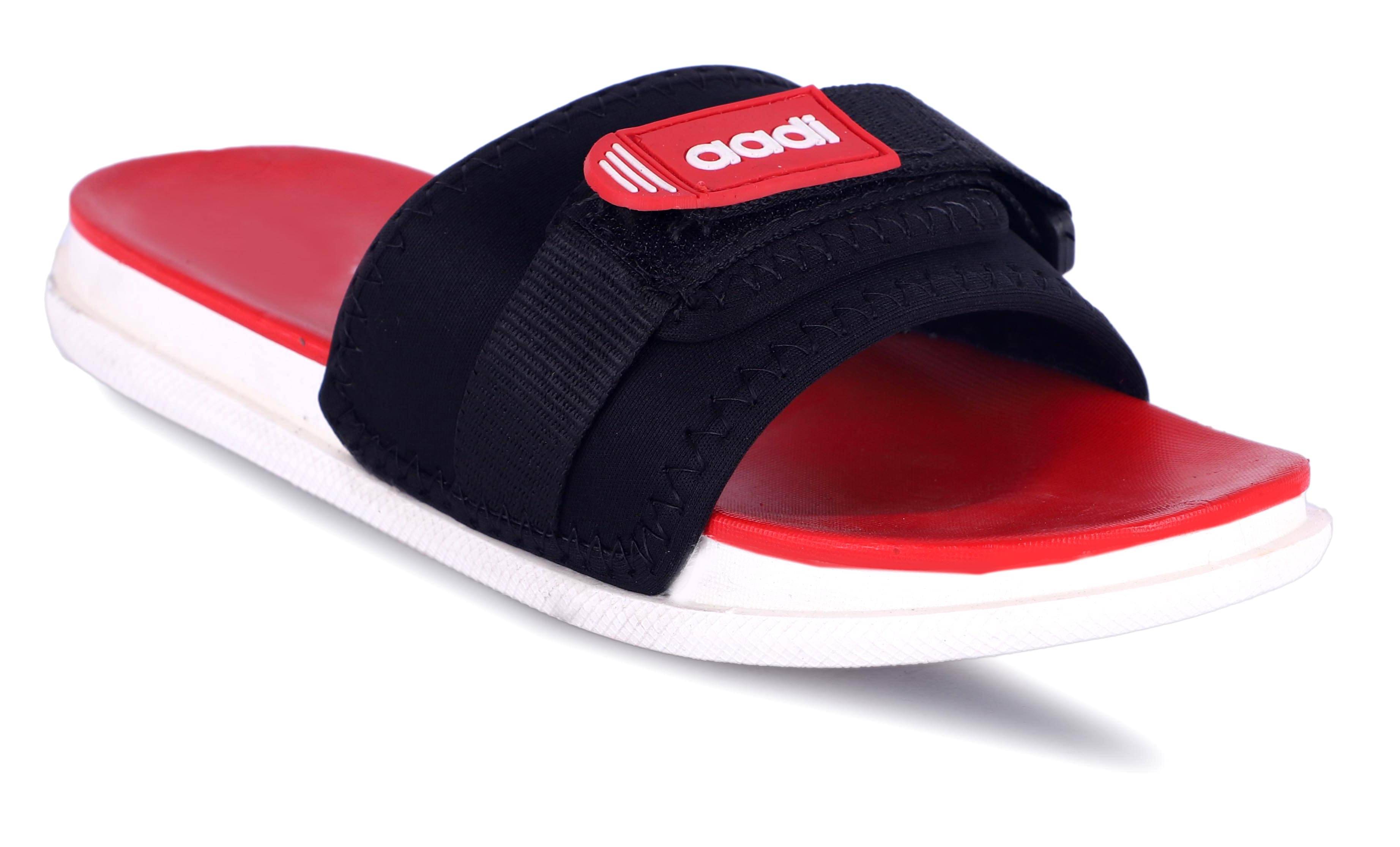     			Aadi Red Leather Slippers