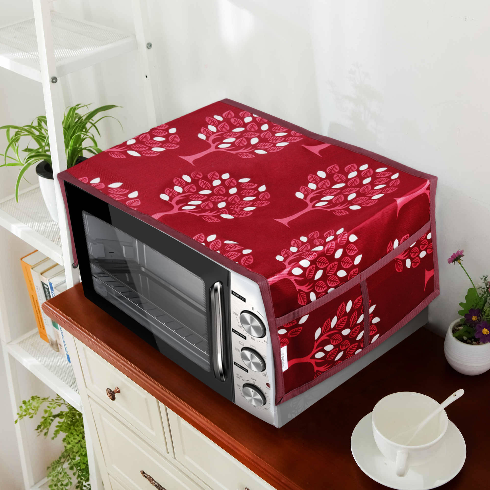 E-Retailer Single Polyester Maroon Microwave Oven Cover - E-Retailer Single Polyester Maroon Microwave Oven Cover -