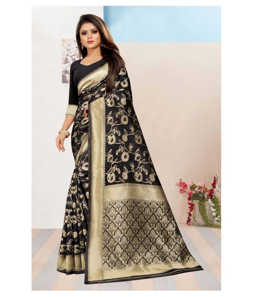 Gazal Fashions Silk Embellished Saree With Unstitched Blouse Piece ( Multicolor ) - Sarees | Buy online on ZillyBuy
