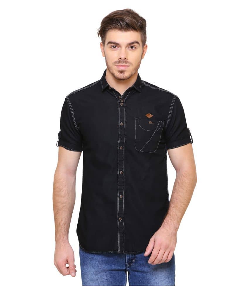 Kuons Avenue Denim Slim Fit Men's Casual Shirt - Black ( Pack of 1 )