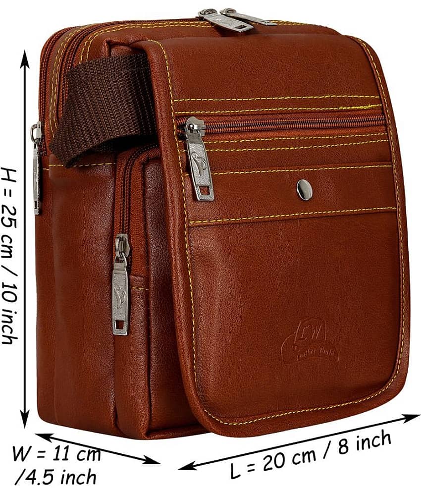 Leather World - Brown Solid Messenger Bag - Handbags | Buy online on ZillyBuy