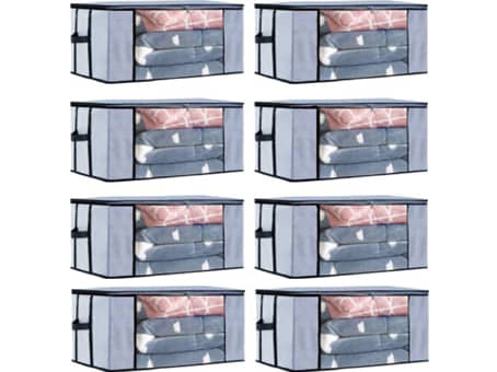 SH. NASIMA Set of 08 Underbed Storage Bag, Storage Organizer, Blanket Cover with Front Handle