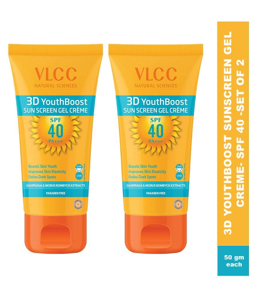     			VLCC 3D Youth Boost Sunscreen Cream SPF 40 PA+++ Light 50 g each Pack of 2