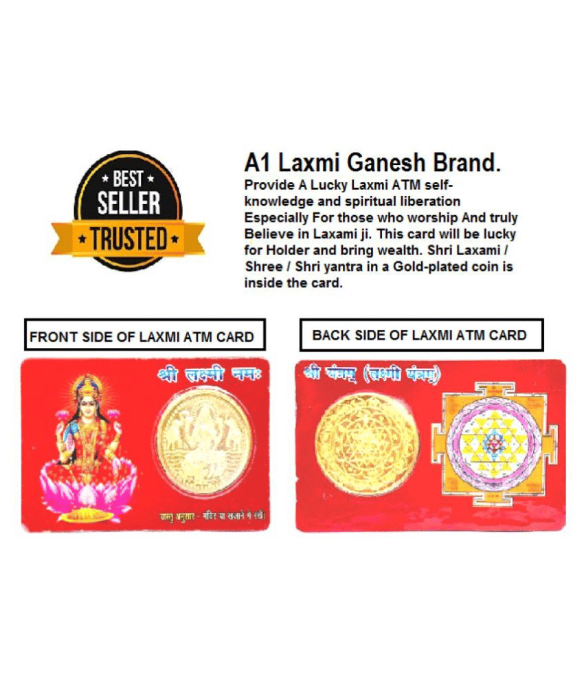 A1 LAXMI GANESH BRAND Money/Gold Plated Coin Inside/Shri MATA Laxmi\Lakshmi Yantra/Card to Keep in Wallet for Wealth/Lucky God ATM Cards/Size Same as Bank ATM Card A1 LAXMI GANESH BRAND Money/Gold Plated Coin Inside/Shri MATA Laxmi\Lakshmi Yantra/Card to Keep in Wallet for Wealth/Lucky God ATM Cards/Size Same as Bank ATM Card