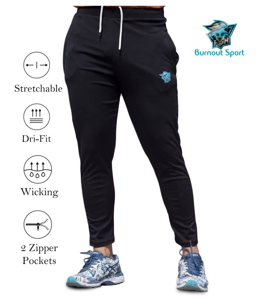 Burnout sport black dri fit track pant - Track Pants | Buy online on ZillyBuy