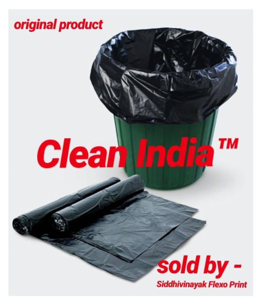 Clean India- Medium 60 pcs Garbage Bags - 2 packs of 30 Pcs - 60 pcs - 19X21 Black Medium Disposable Garbage Trash Waste Dustbin Kitchen Bags & Covers
