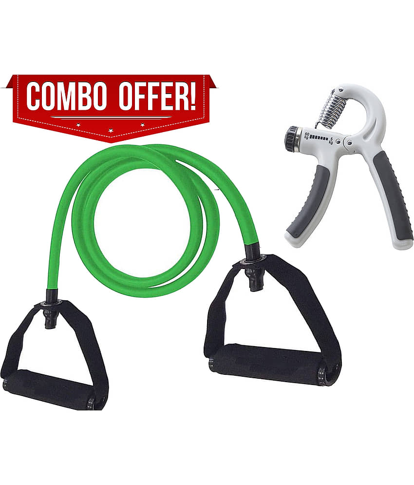 Combo Professional Single Toning Tube Exercise Band Resistance Band Exerciser Cord with Comfort Handles Latex Tube With R Hand Grip Adjustable Hand Grip Strengthener, Hand Gripper for Men & Women for Gym Workout & Home Use - Sports and Fitness Equipment | Buy online on ZillyBuy