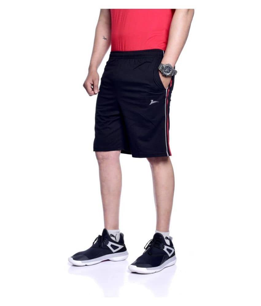 Zeffit - Black Cotton Blend Men's Shorts ( Pack of 1 ) - Shorts | Buy online on ZillyBuy