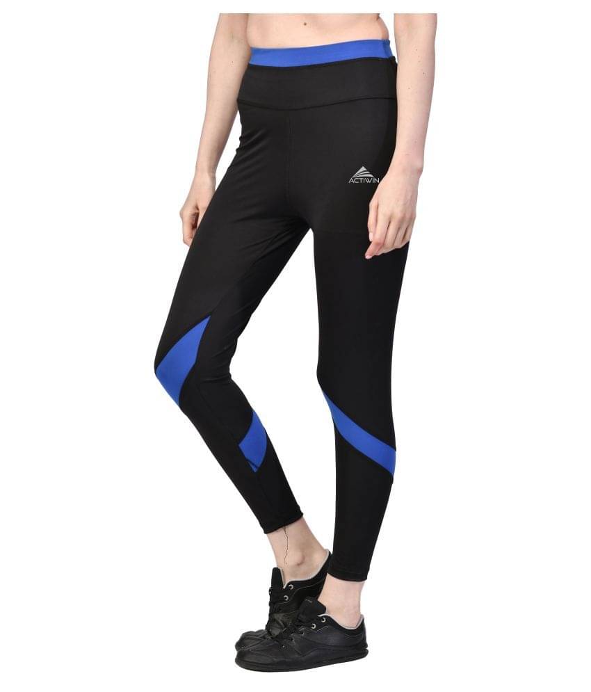     			ACTIWIN Black Polyester Lycra Solid Tights