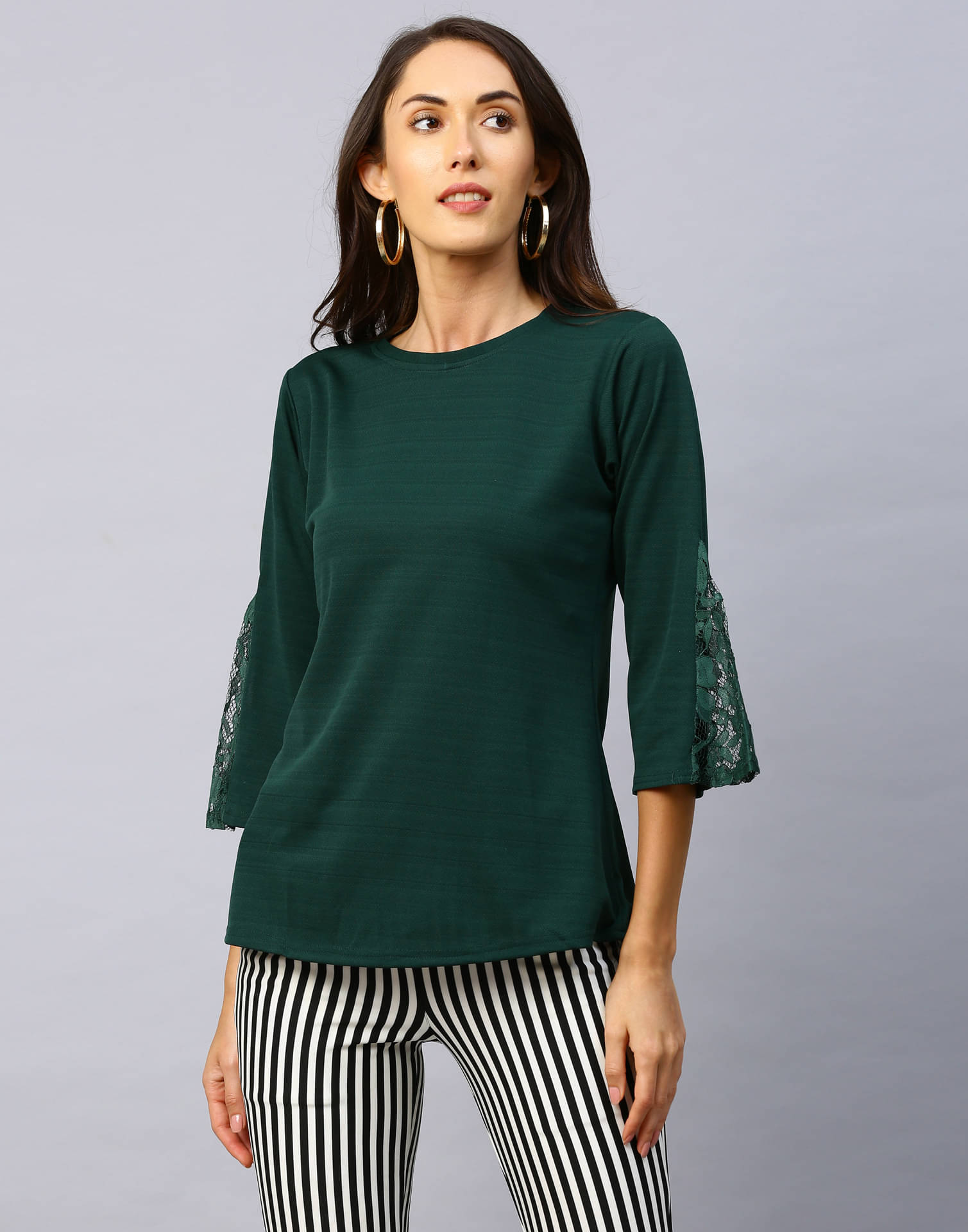     			Selvia Women's Cotton Blend Regular Top ( Green )