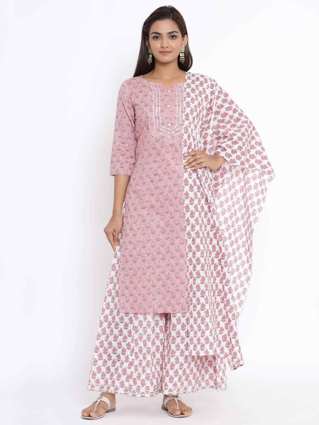 miravan Cotton Kurti With Sharara And Gharara - Stitched Suit