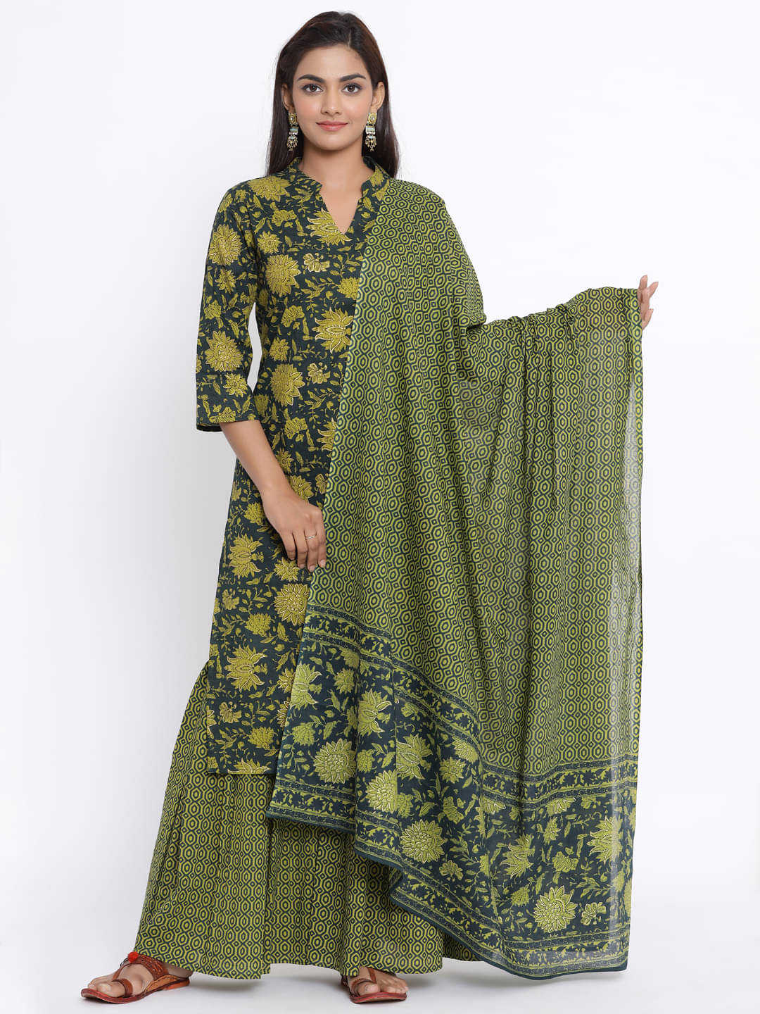 miravan Cotton Kurti With Sharara And Gharara - Stitched Suit miravan Cotton Kurti With Sharara And Gharara - Stitched Suit