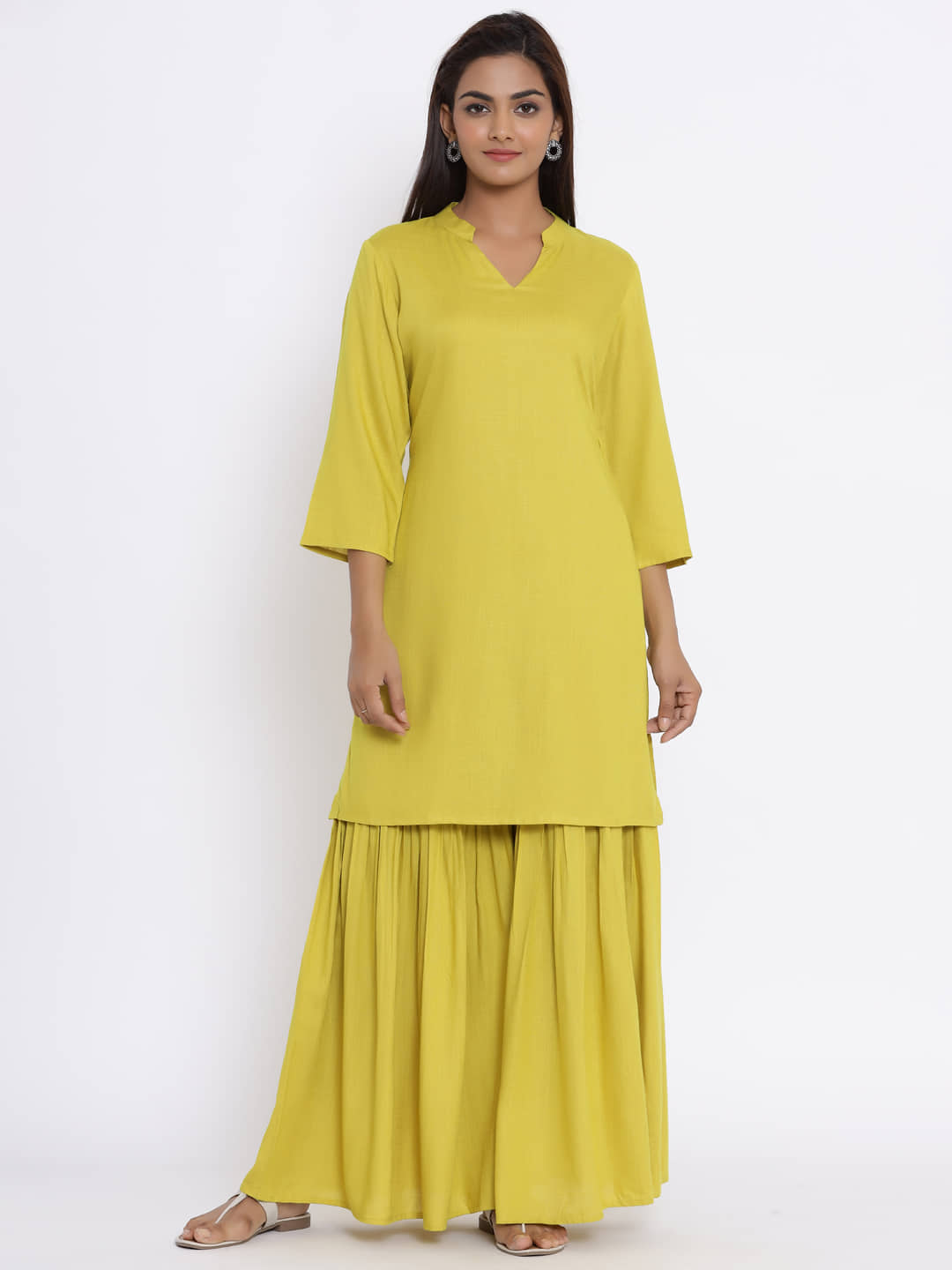 miravan Rayon Kurti With Sharara And Gharara - Stitched Suit