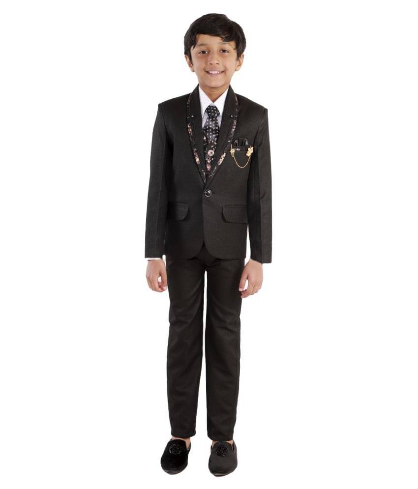     			Fourfolds Boys Polyester Suit ( Pack of 1 , Black )
