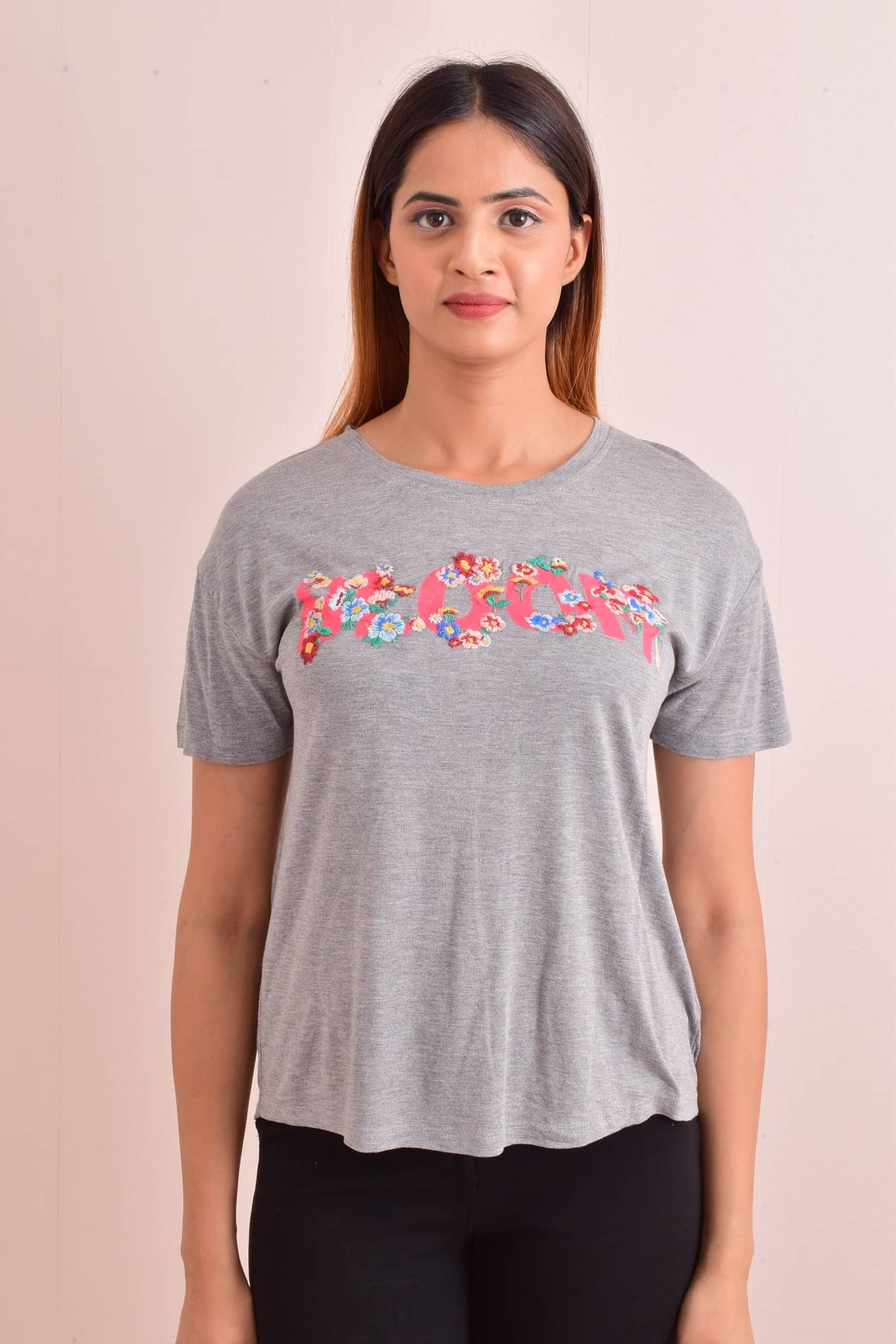     			NUEVOSDAMAS Women's Cotton Blend Regular Top ( Grey )