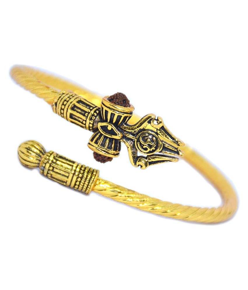 Rudradivine Designer Golden Oxidized Shiva Trishul Rudraksha Damru Kada Bracelet Bangle for Men and Boys Gold Trishul Damroo Designer Kada Bracelet Bangle for Women and Men (Flexible) Rudradivine Designer Golden Oxidized Shiva Trishul Rudraksha Damru Kada Bracelet Bangle for Men and Boys Gold Trishul Damroo Designer Kada Bracelet Bangle for Women and Men (Flexible)