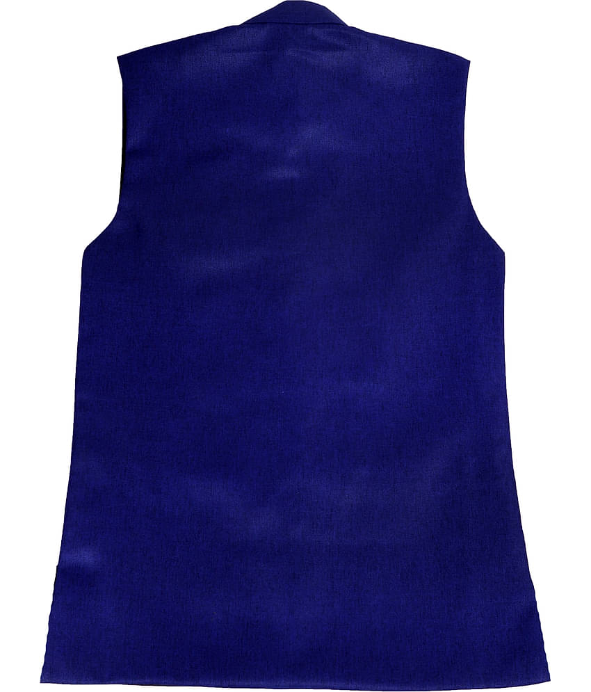 Fourfolds Boys Cotton Blend Waistcoat ( Pack of 1 , Blue )