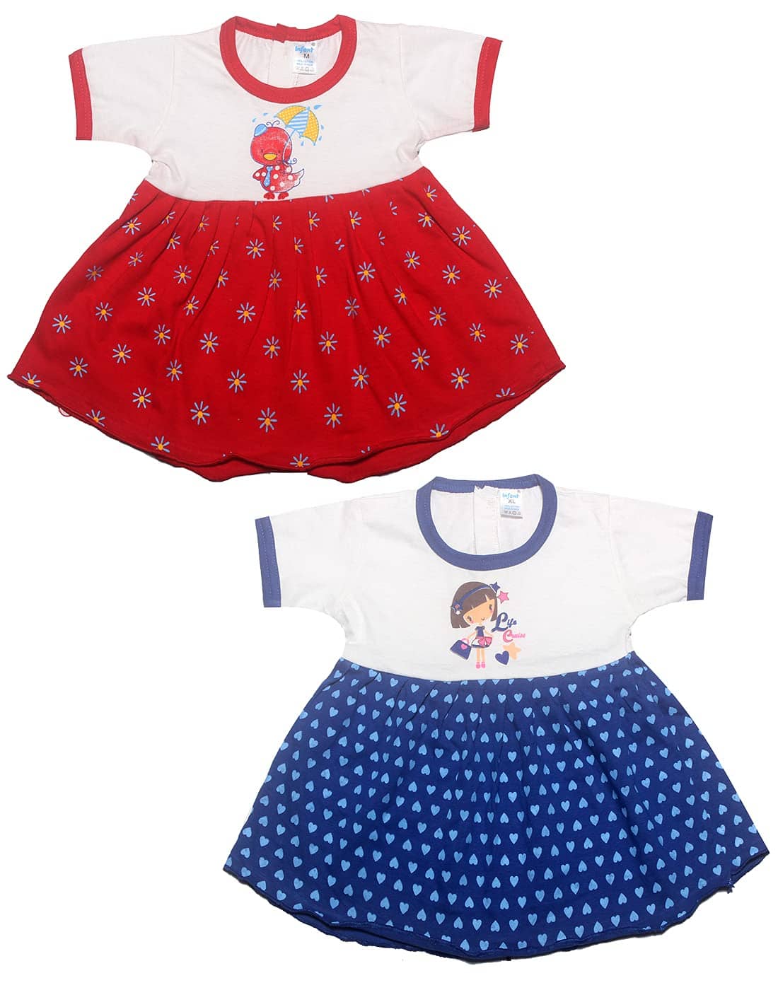 INFANT Pack of 2 Baby Girls 100% Cotton Frocks ( Multi )