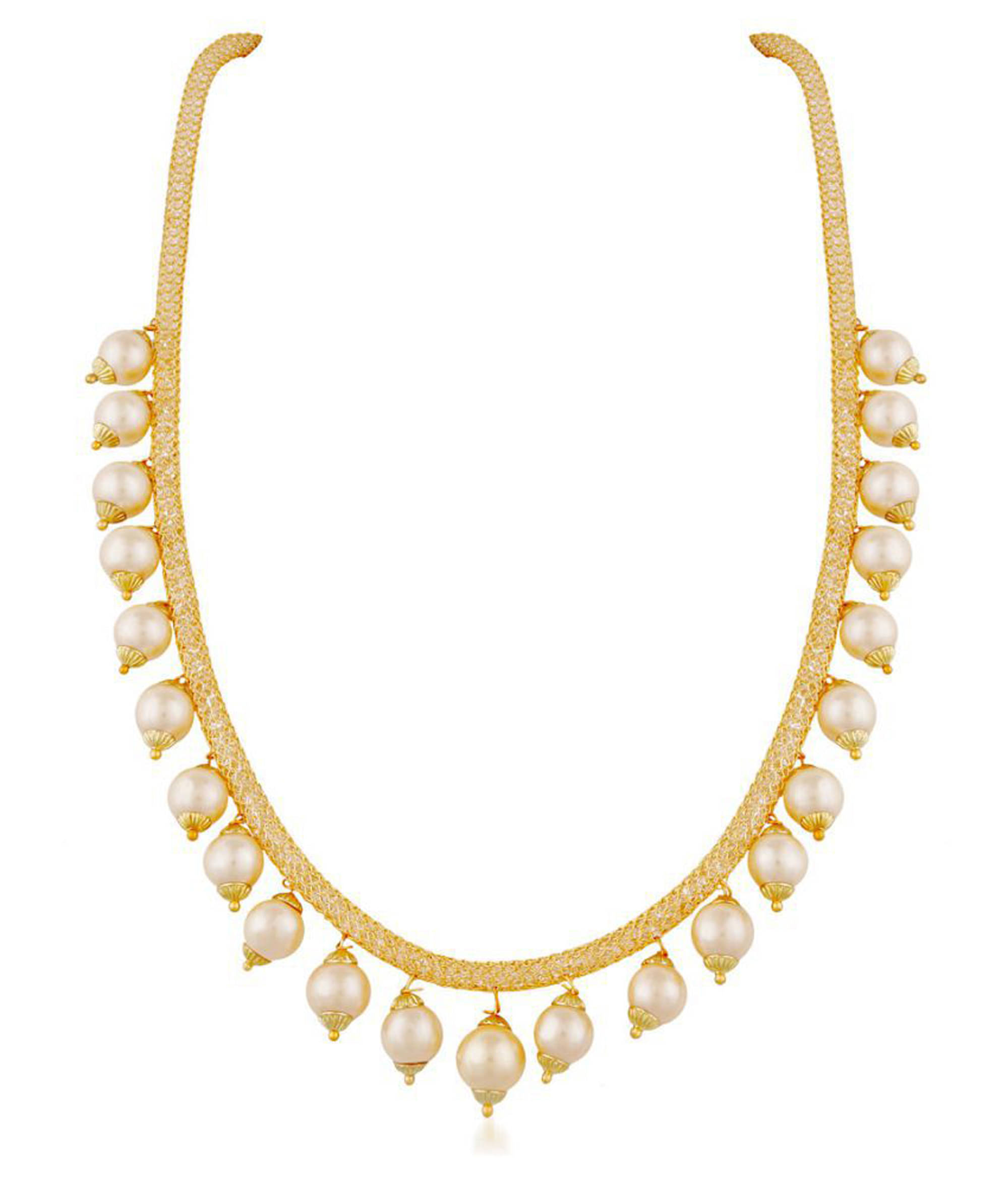     			KRIMO Brass Golden Designer Necklaces Set Princess