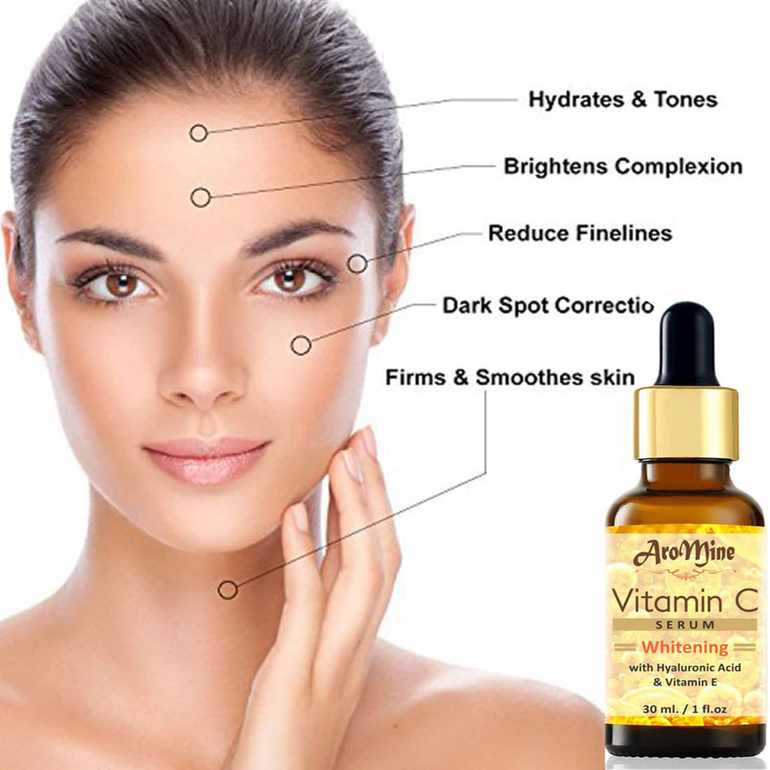    			Aromine Vitamin C Serum - Skin Whitening & Anti Ageing Face Serum SPF 20 30 mL