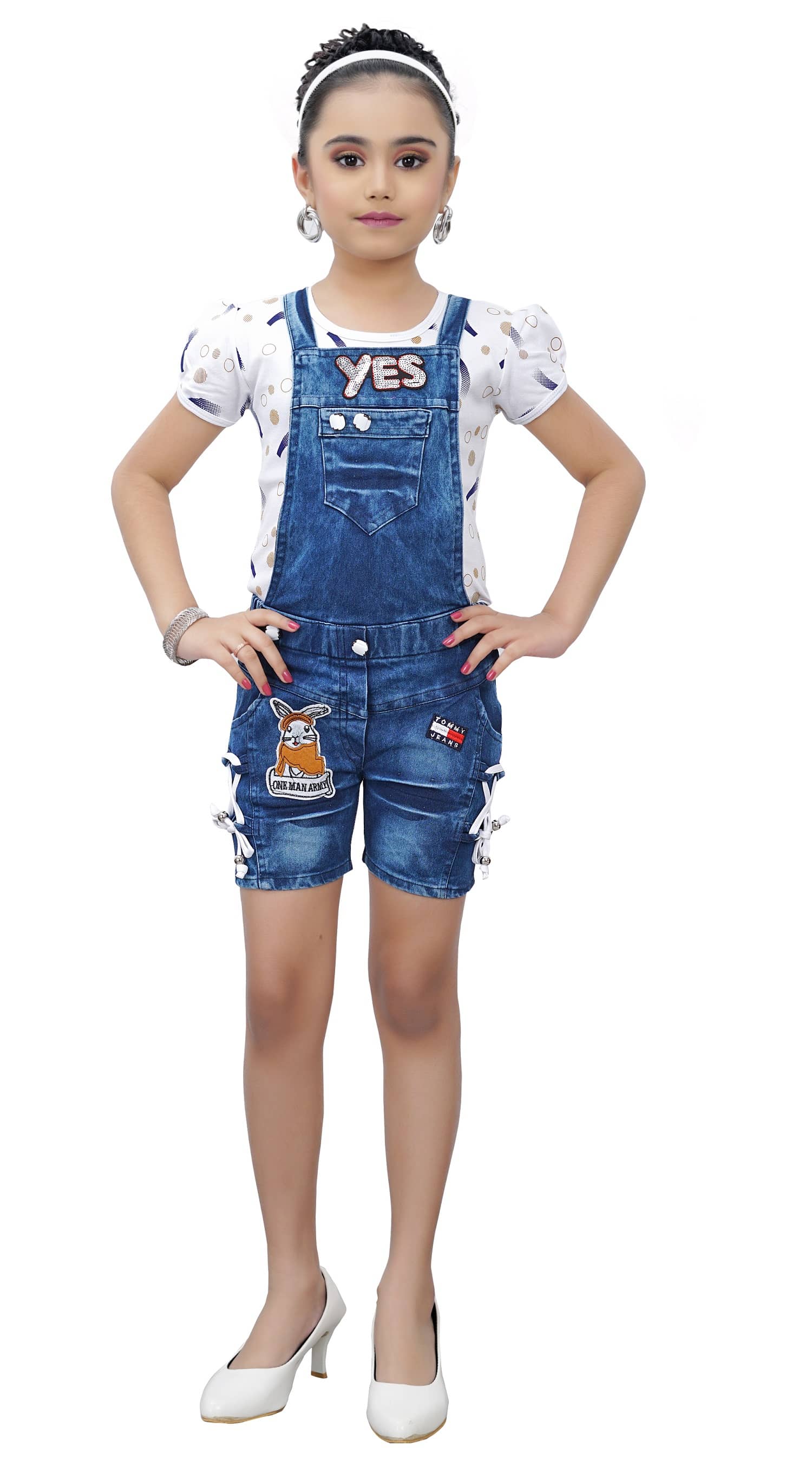 Arshia Fashions Pack of 1 Girls Denim Top With Dungaree ( Blue )