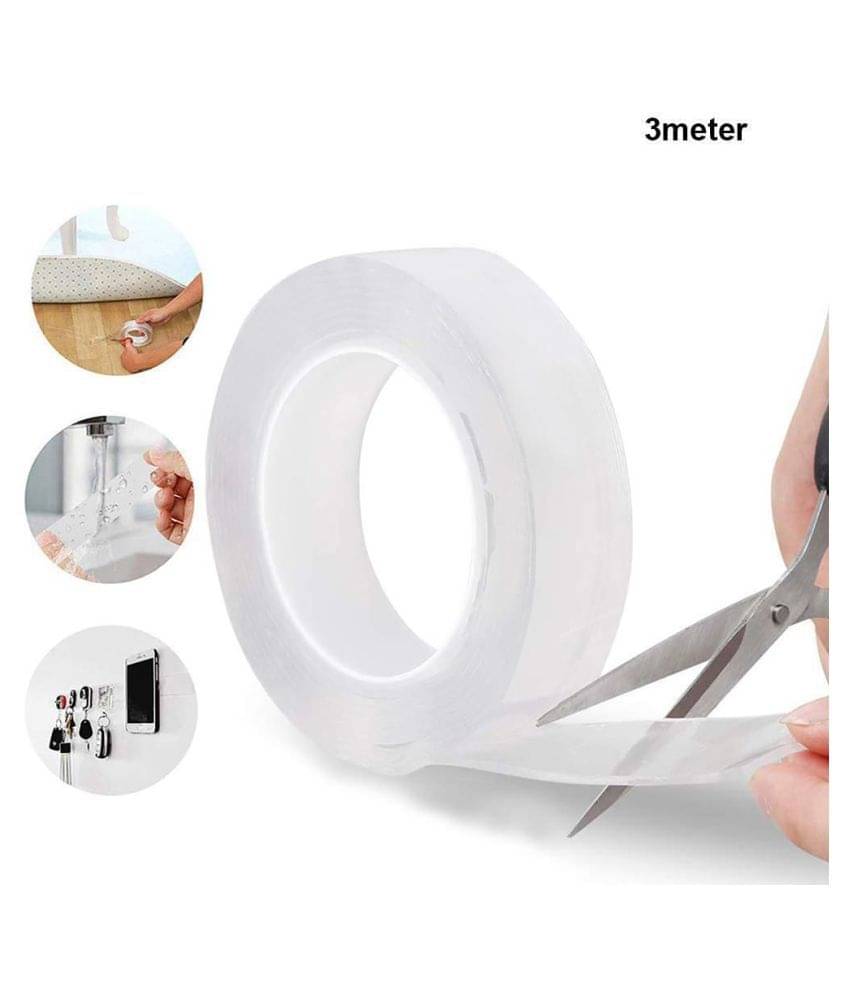     			BARGAINSFREE Double Sided Nano Adhesive Tape, 3 meter Washable Traceless Nano Gel Tape, Multipurpose